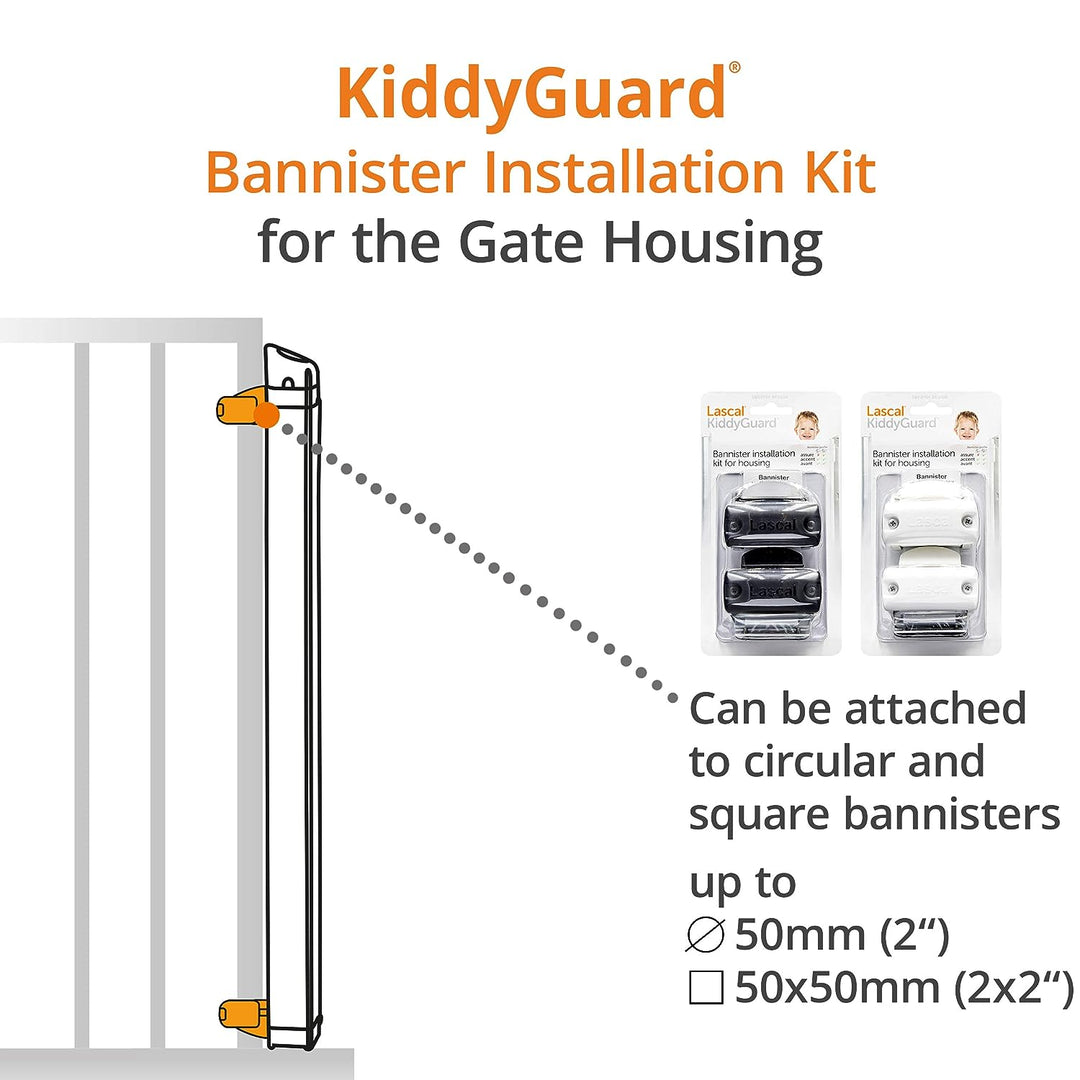 KiddyGuard® Rohrhalterungen Montage Set - der Rollseite in weiß